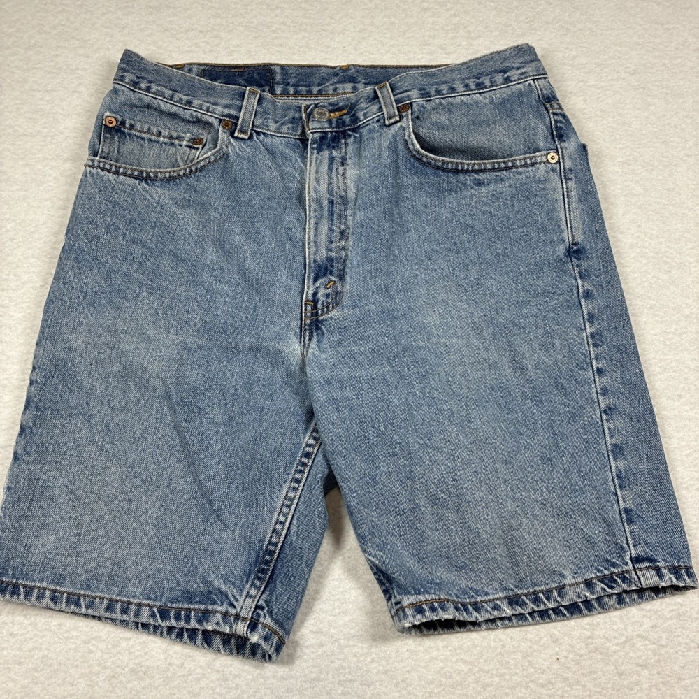 Vintage Levi's 505 Jean Shorts Mens Size 34 Blue 90's Denim Jorts Wide Leg